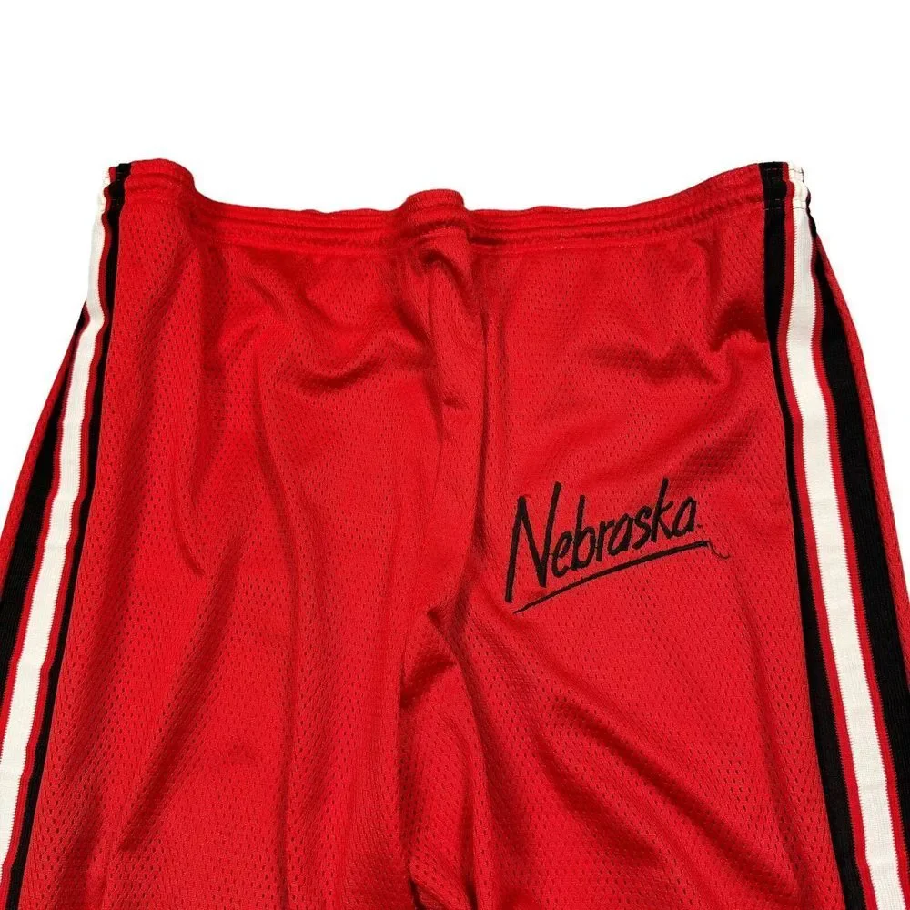 Vintage Nebraska Huskers Track Pants Mens Large Jersey Mesh Basketball Sweatpant